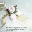 White Roses,Pink Tulips & Golden Lace Wrist Corsages or ROM/Wedding (LMC002)