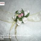 White Roses & Pink Tulips Wrist Corsages or ROM/Wedding (LMC003)