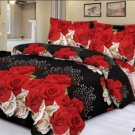 BED SHEET JAVA HAFIDZALMA RED ROSE PATTERN ( 1 Sheet, 2 Pillow Case, 1 Boltser Pillow Case )