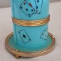 Vintage Cigarette Holder Dispenser Teal with Playing Cards.