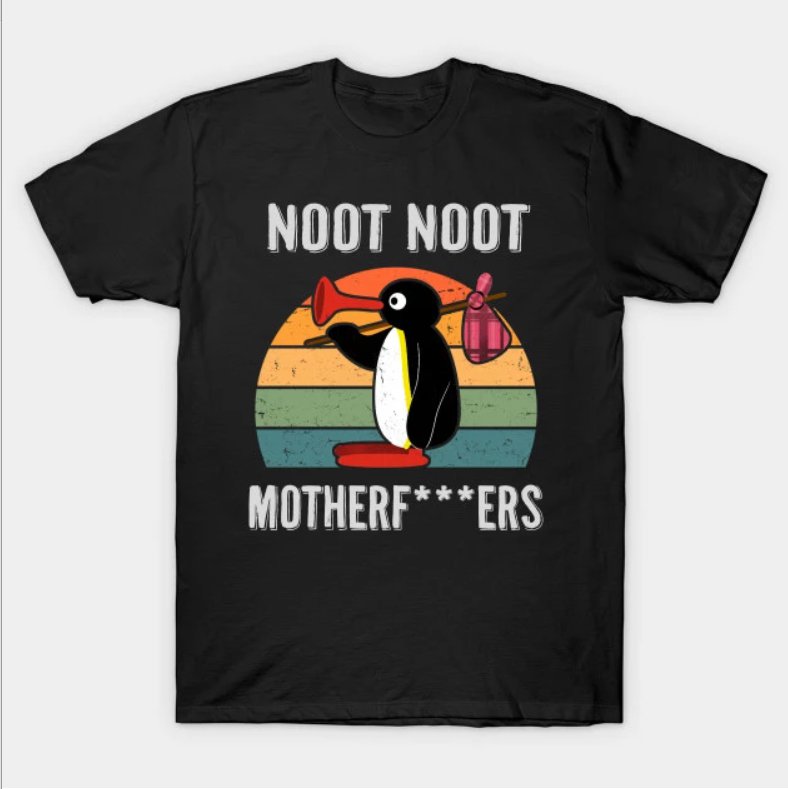 Noot Noot Pingu Men's Retro Funny Tshirts Oversized Aesthetic Ulzzang Cute Graphic Tee Shirt