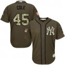 Men's #45 Gerrit Cole  New York Yankees Salute to Service Olive Green Jersey