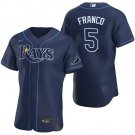 Men & Youth Kids #5 Wander Franco Tampa Bay Rays Flex Base Navy Blue Alternate Jersey
