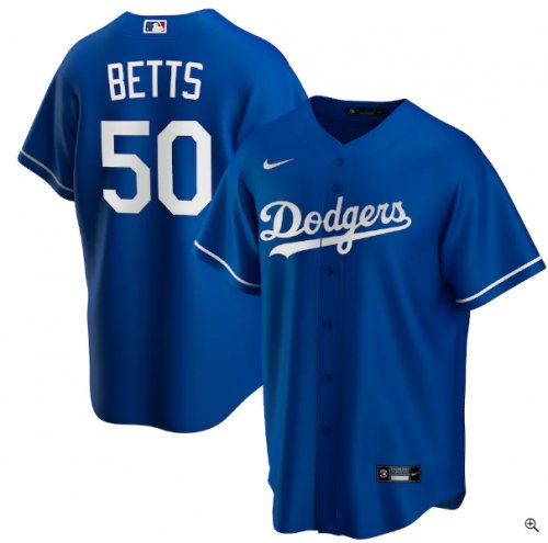 Men & Youth Kids #50 Mookie Betts Los Angeles Dodgers Cool Base Blue Alternate Jersey