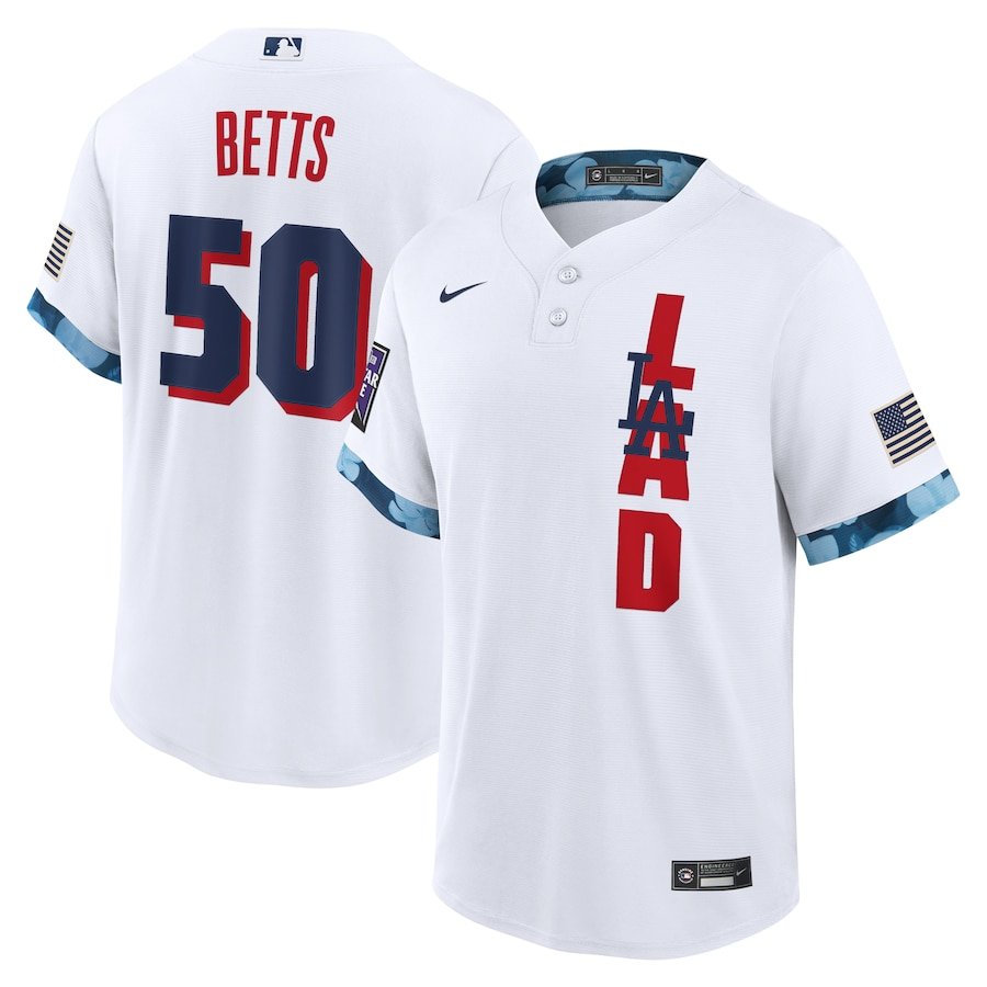 Men & Youth #50 Mookie Betts Los Angeles Dodgers 2021 All-Star Game White Jersey