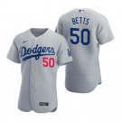 Men & Youth Kids #50 Mookie Betts Los Angeles Dodgers Flex Base Gray Alternate Jersey