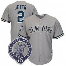 Men & Youth NY Yankees #2 Derek Jeter Cool Base Retirement Patch Gray Jersey