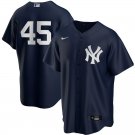 Men & Youth Kids #45 Gerrit Cole New York Yankees Cool Base No Name Navy Blue Jersey