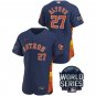 Men & Youth #27 Jose Altuve Houston Astros 2021 World Series Champion Flex Base Navy Blue Jersey