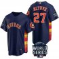Men & Youth Kids #27 Jose Altuve Houston Astros 2021 World Series Champion Navy Blue Jersey