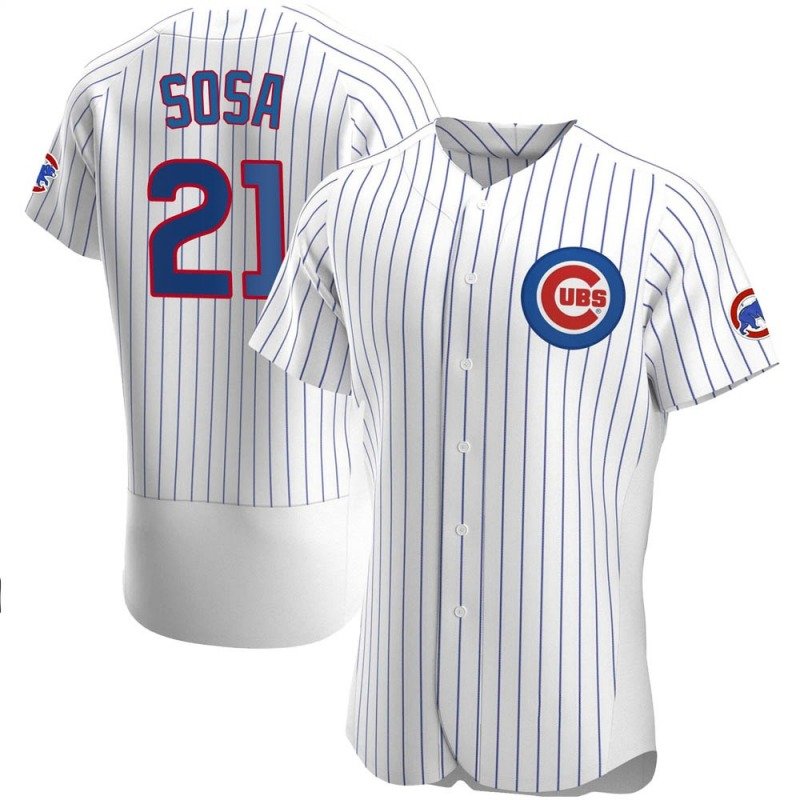 Men & Youth #21 Sammy Sosa Chicago Cubs Flex Base White Pinstripe Home Jersey