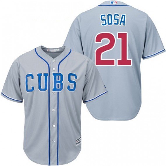 Men's #21 Sammy Sosa Chicago Cubs Cool Base Gray Jersey