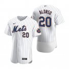 Men & Youth #20 Pete Alonso New York Mets Flex Basse White Pinstripe Home Jersey