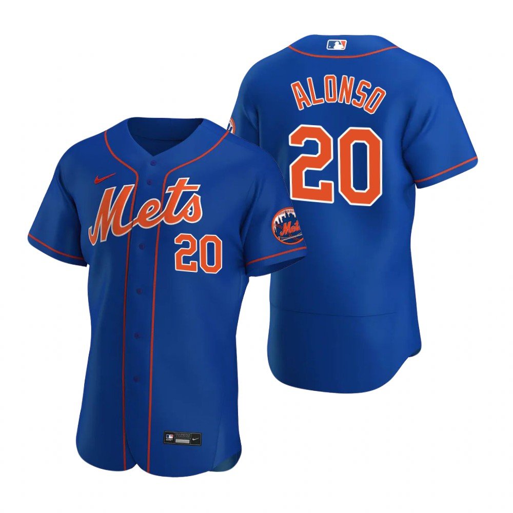 Men & Youth #20 Pete Alonso New York Mets Flex Base Royal Blue Alternate Jersey
