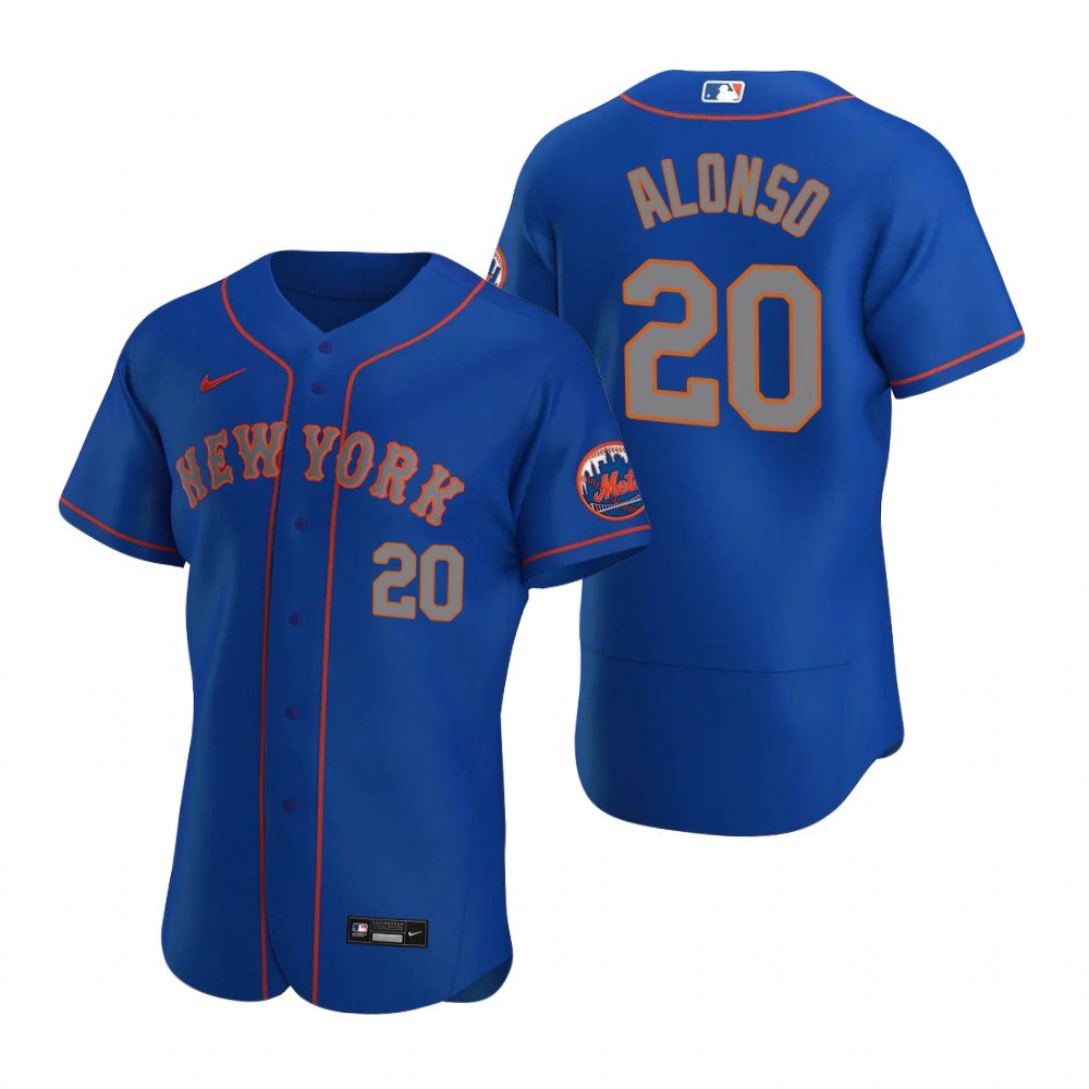 Men & Youth #20 Pete Alonso New York Mets Flex Base Royal Blue Alternate Jersey