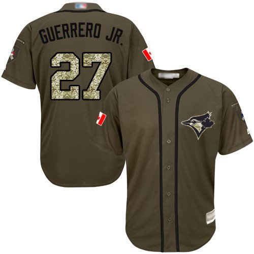 Men & Youth #27 Vladimir Guerrero JR. Toronto Blue Jays Salute to Service Olive Jersey