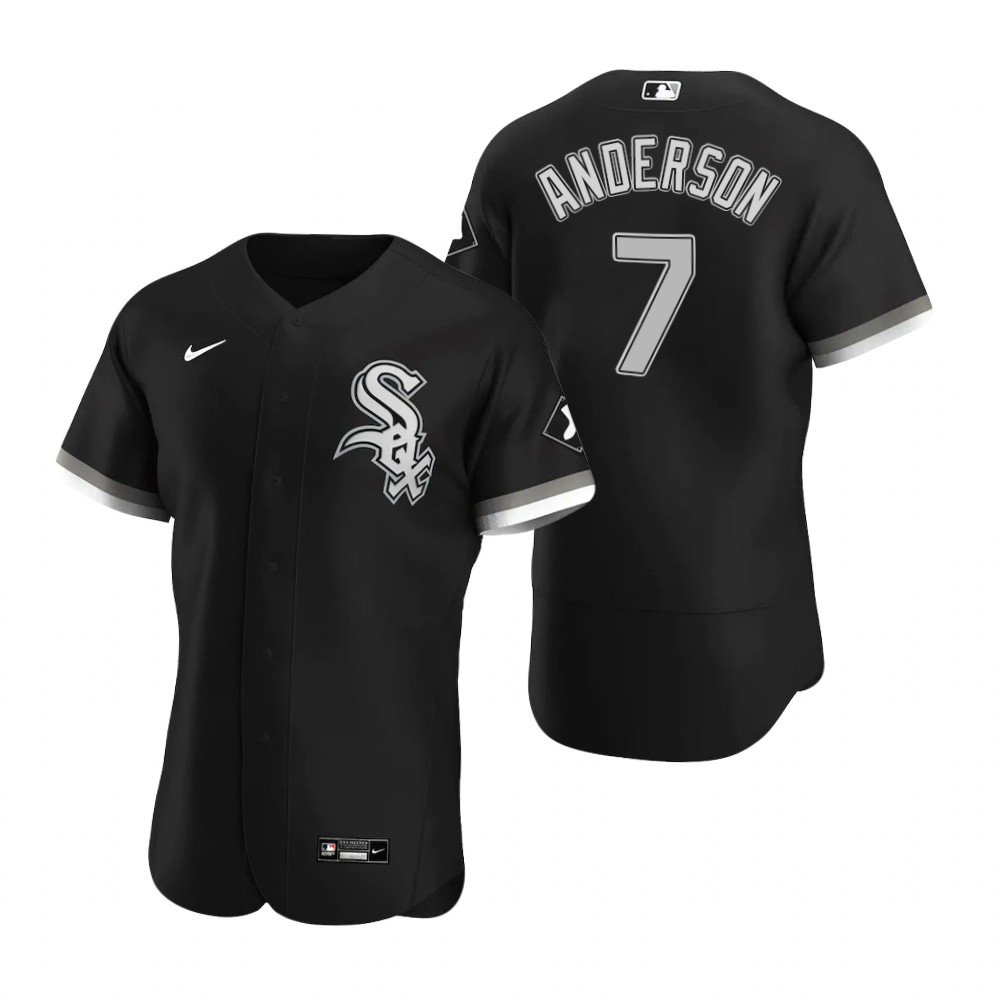 Men & Youth #7 Tim Anderson Chicago White Sox Flex Base Alternate Black Jersey