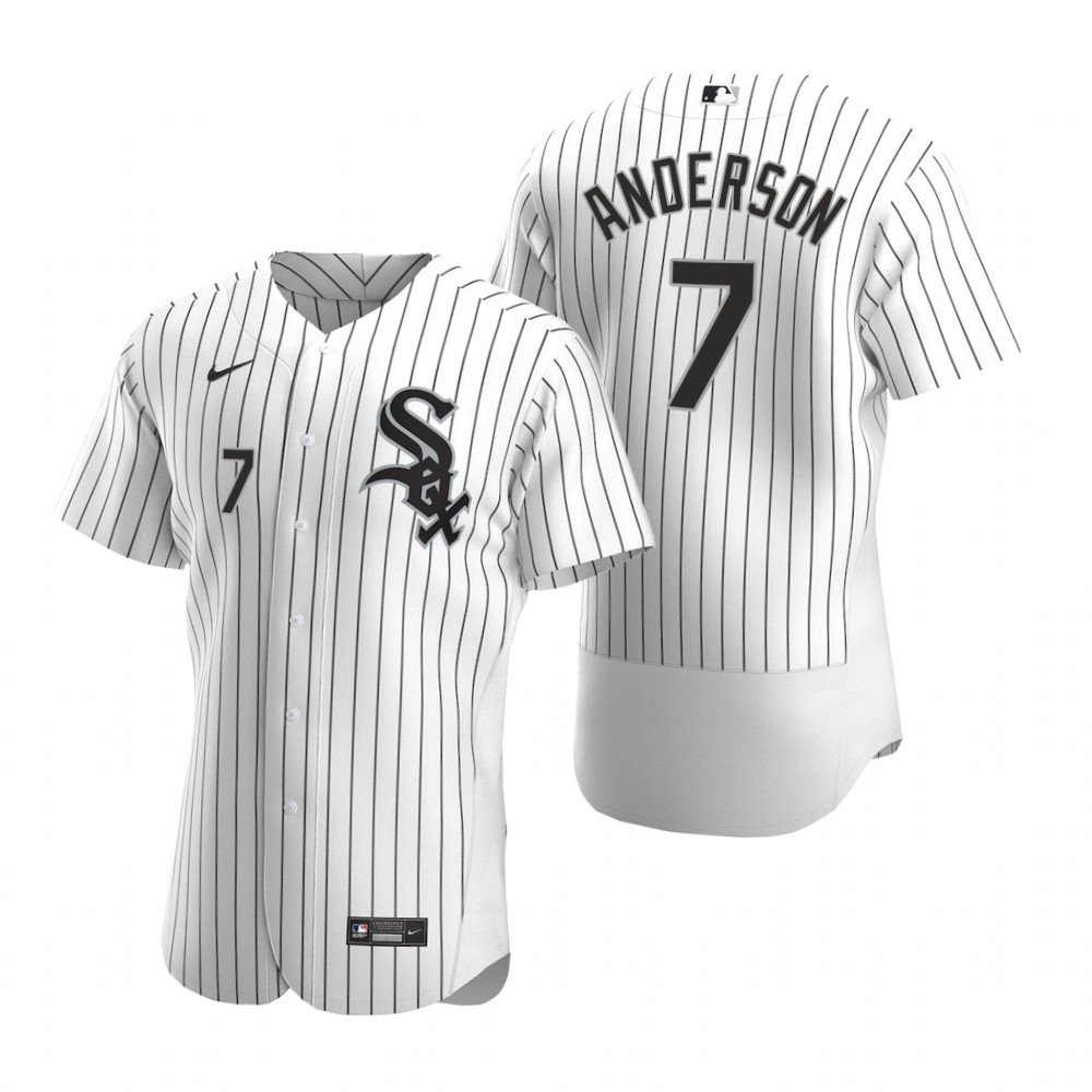 Men & Youth #7 Tim Anderson Chicago White Sox Flex Base White Pinstripe Home Jersey