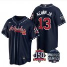 Men & Youth #13 Ronald Acuna Jr. Atlanta Braves 150th Anniversary World Series Navy Blue Jersey