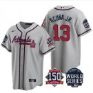 Men & Youth #13 Ronald Acuna Jr. Atlanta Braves 150th Anniversary World Series Gray Road Jersey