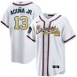 Men & Youth #13 Ronald Acuna Jr. Atlanta Braves World Series Patch Golden White Program Jersey