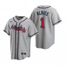 Men & Youth Kids #1 Ozzie Albies Atlanta Braves Cool Base Gray Road Jersey