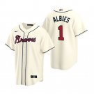 Men & Youth Kids #1 Ozzie Albies Atlanta Braves Cool Base Cream Alternate Jersey
