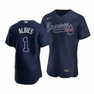 Men & Youth Kids #1 Ozzie Albies Atlanta Braves Flex Base Navy Blue Jersey