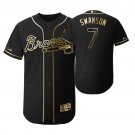 Men's #7 Dansby Swanson Atlanta Braves Black Golden Edition Jersey