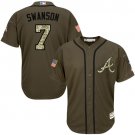 Men & Youth #7 Dansby Swanson Atlanta Braves Cool Base Salute to Service Olive Jersey