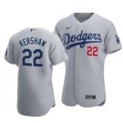 Men & Youth #22 Clayton Kershaw Los Angeles Dodgers Flex Base Gray Road Jersey