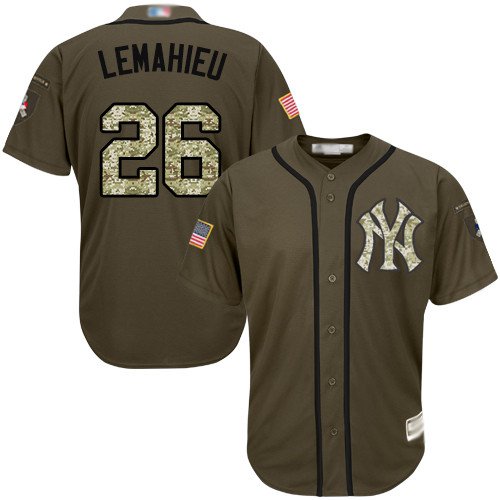 Men & Youth #26 DJ LeMahieu New York Yankees Cool Base Salute to Service Olive Jersey