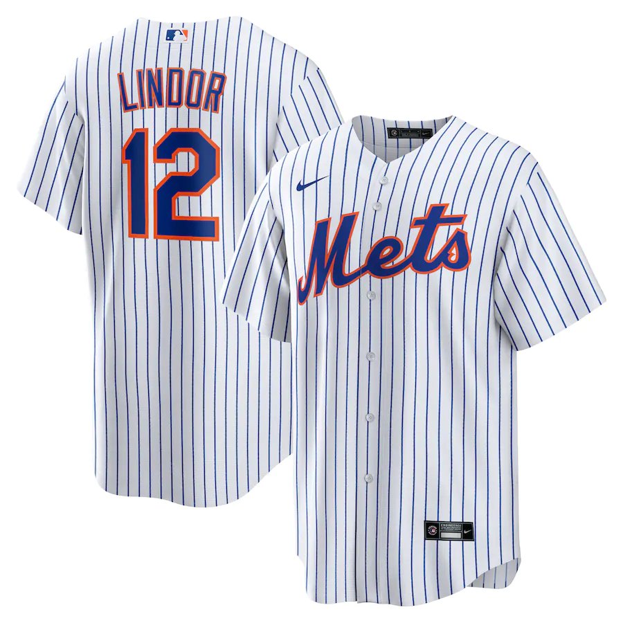 Men & Youth #12 Francisco Lindor New York Mets Cool Base White Pinstripe Home Jersey
