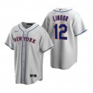 Men & Youth #12 Francisco Lindor New York Mets Cool Base Gray Road Jersey