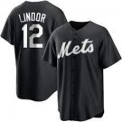 Men & Youth #12 Francisco Lindor New York Mets Cool Base Black Jersey