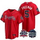 Men & Youth #5 Freddie Freeman Atlanta Braves 150th Anniversary 2021 World Series Red Jersey