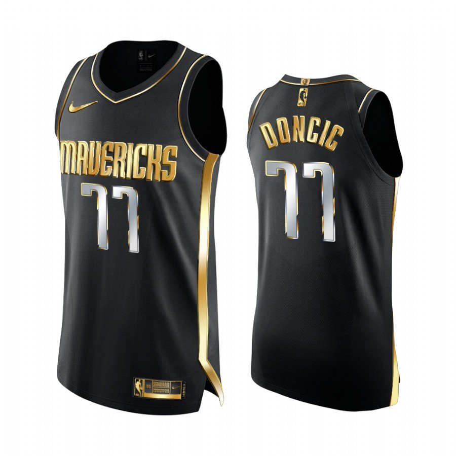 Men's #77 Luka Doncic Dallas Mavericks Black Golden Edition Jersey