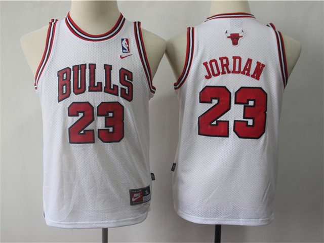 Youth Kids #23 Michael Jordan Chicago Bulls White Jersey