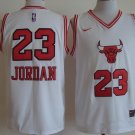 Men's #23 Michael Jordan Chicago Bulls Team Name Logo White Jersey