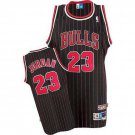 Men's #23 Michael Jordan Chicago Bulls Throwback Black Pinstripe Jersey
