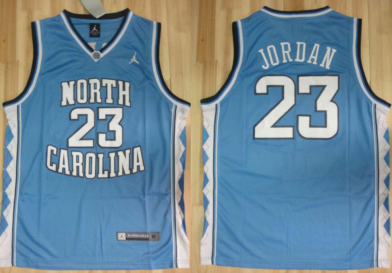 Men's #23 Michael Jordan UNC North Carolina College Blue Jersey