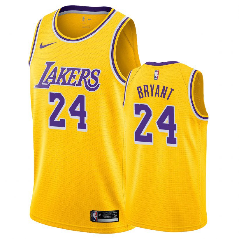 Men & Youth #24 Kobe Bryant Los Angeles Lakers Icon Edition Jersey Yellow