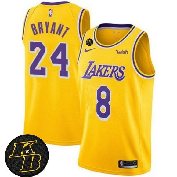Men & Youth Kobe Bryant Los Angeles Lakers #8 & 24 Icon Edition Jersey Yellow