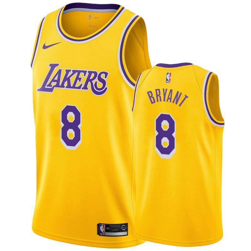 Men & Youth #8 Kobe Bryant Lakers Icon Edition Yellow Jersey