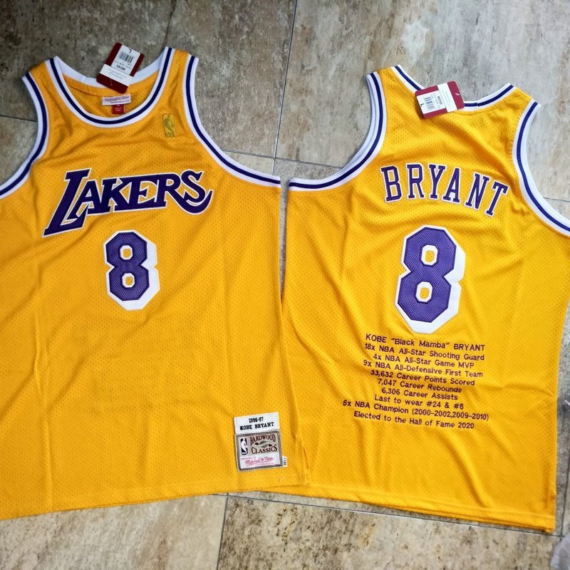 Men's #8 Kobe Bryant Lakers Hardwood Classic Legend Gold Jersey