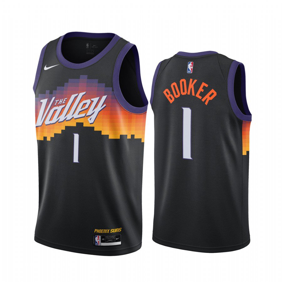 Men & Youth Phoenix Suns #1 Devin Booker 2021 City Edition Black Jersey