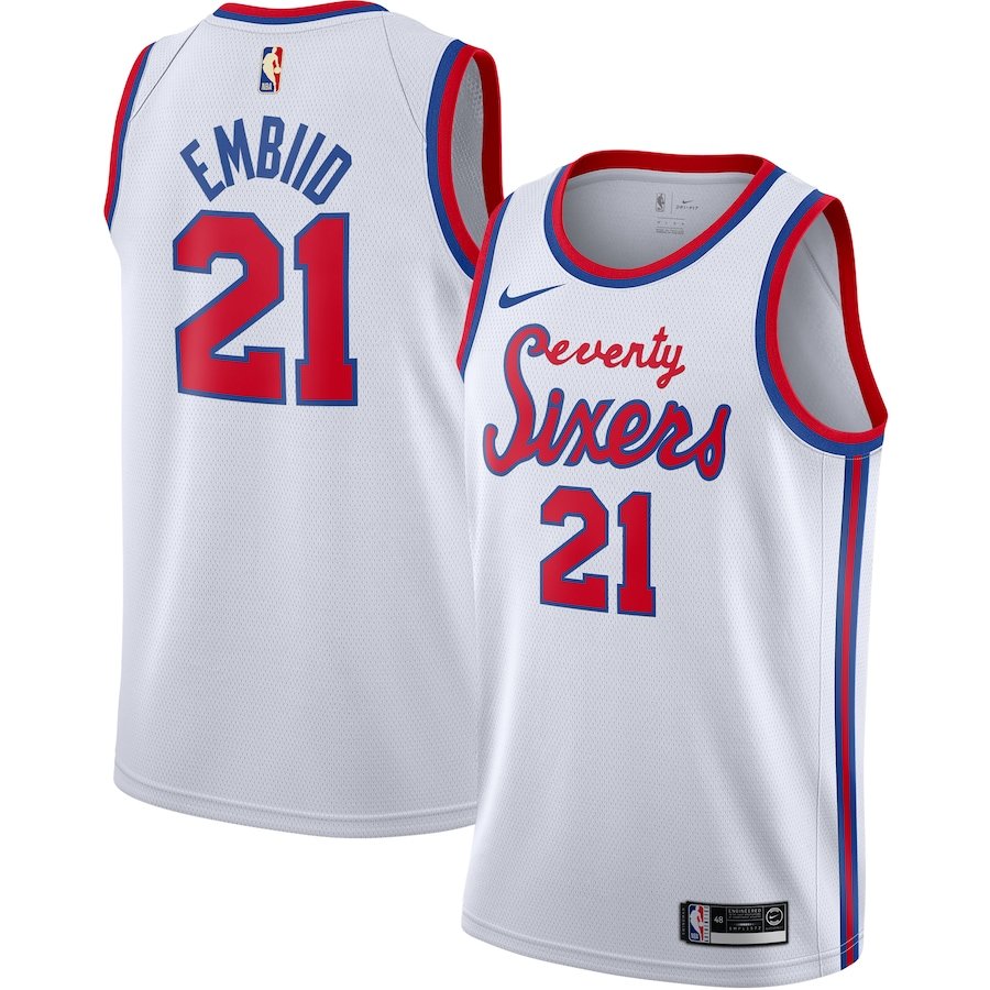 Men & Youth #21 Joel Embiid Philadelphia 76ers Hardwood Classics Edition White Jersey