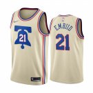 Men & Youth #21 Joel Embiid Philadelphia 76ers Earned Edition Cream Jersey
