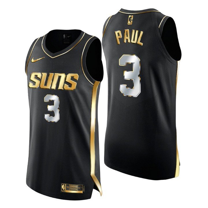 Men's #3 Chris Paul Phoenix Suns Black Golden Edition Jersey