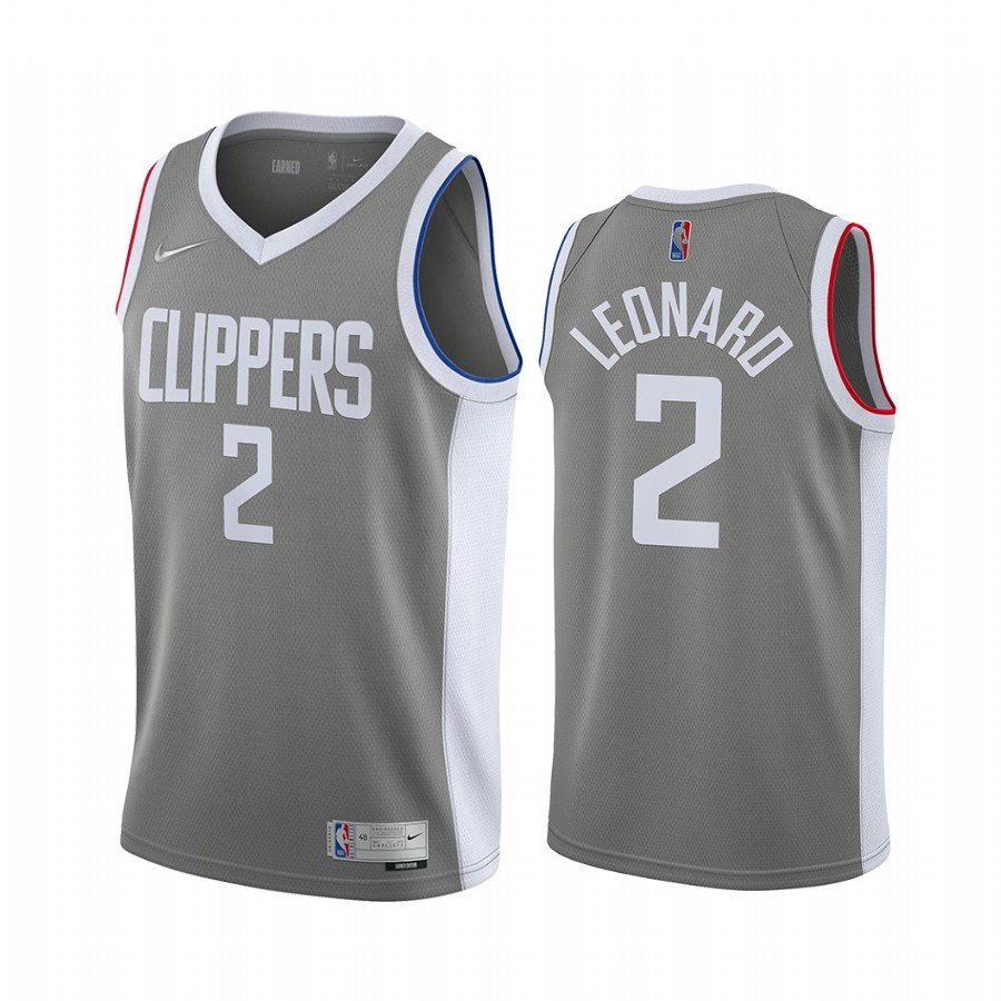 Men & Youth #2 Kawhi Leonard Los Angeles Clippers Earned Edition Gray Jersey